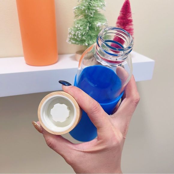 2x Reusable Glass Water Bottle With Bamboo Lid 18.5 oz - Picture 11 of 11